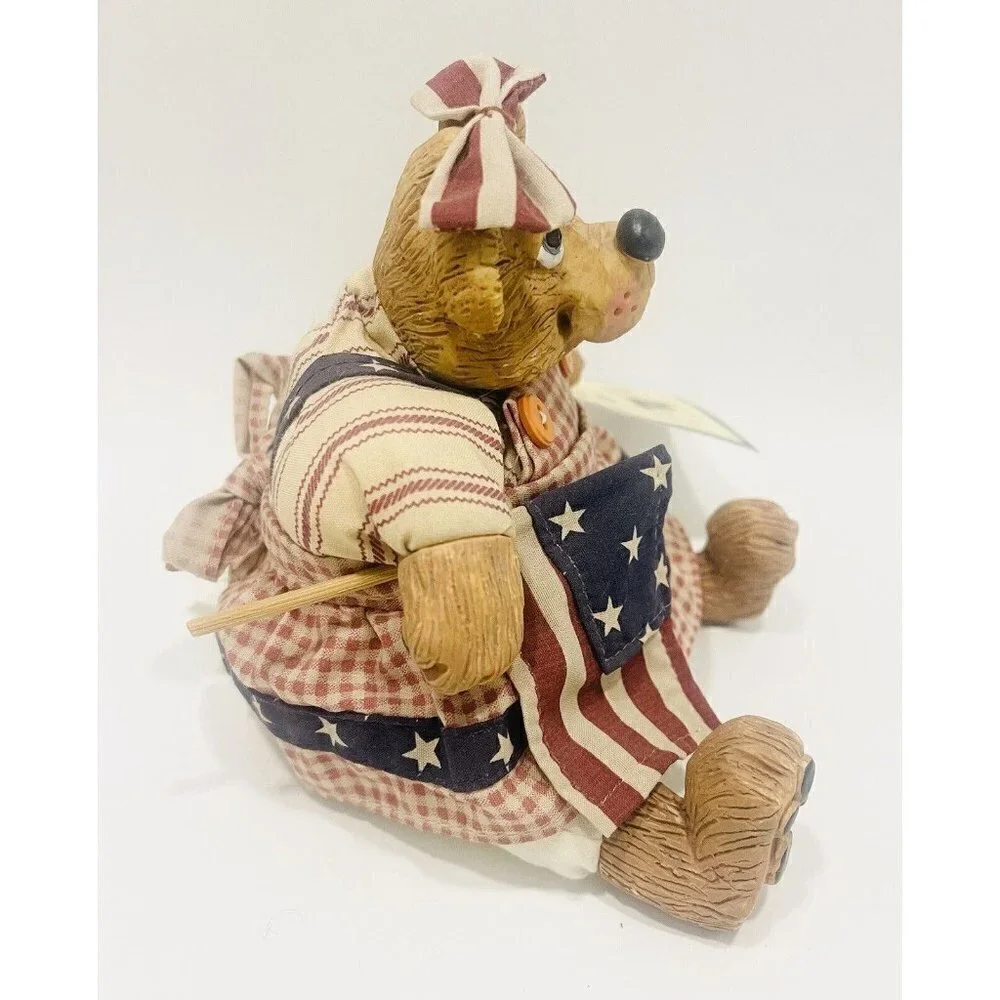 Russ Berrie BETSY ROSS Bear Figure Flag Bearsy Patriotic Figurine Country Folks